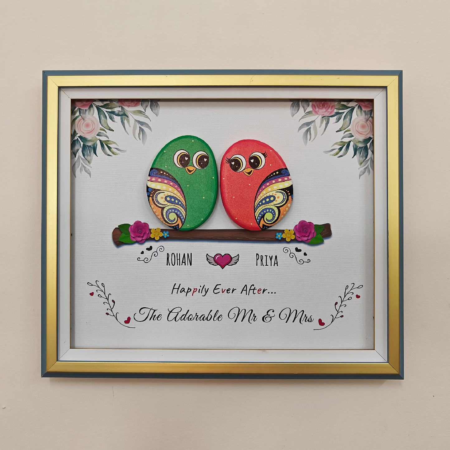 The Adorable Mr & Mrs – Unique Couple Wall Decor with Lights (14x12 Inches)