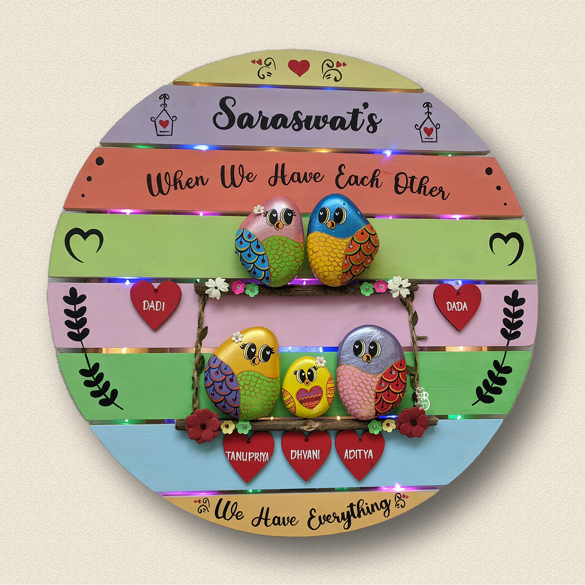 Artistic hand-painted rock décor – a one-of-a-kind creation from Batoony Rocks.