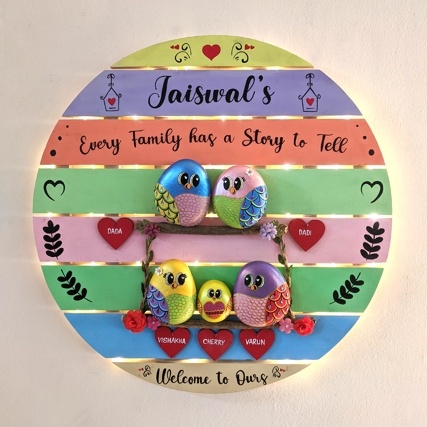 Pebble Harmony Wall Art – Handcrafted Family Decor (20 Inches)
