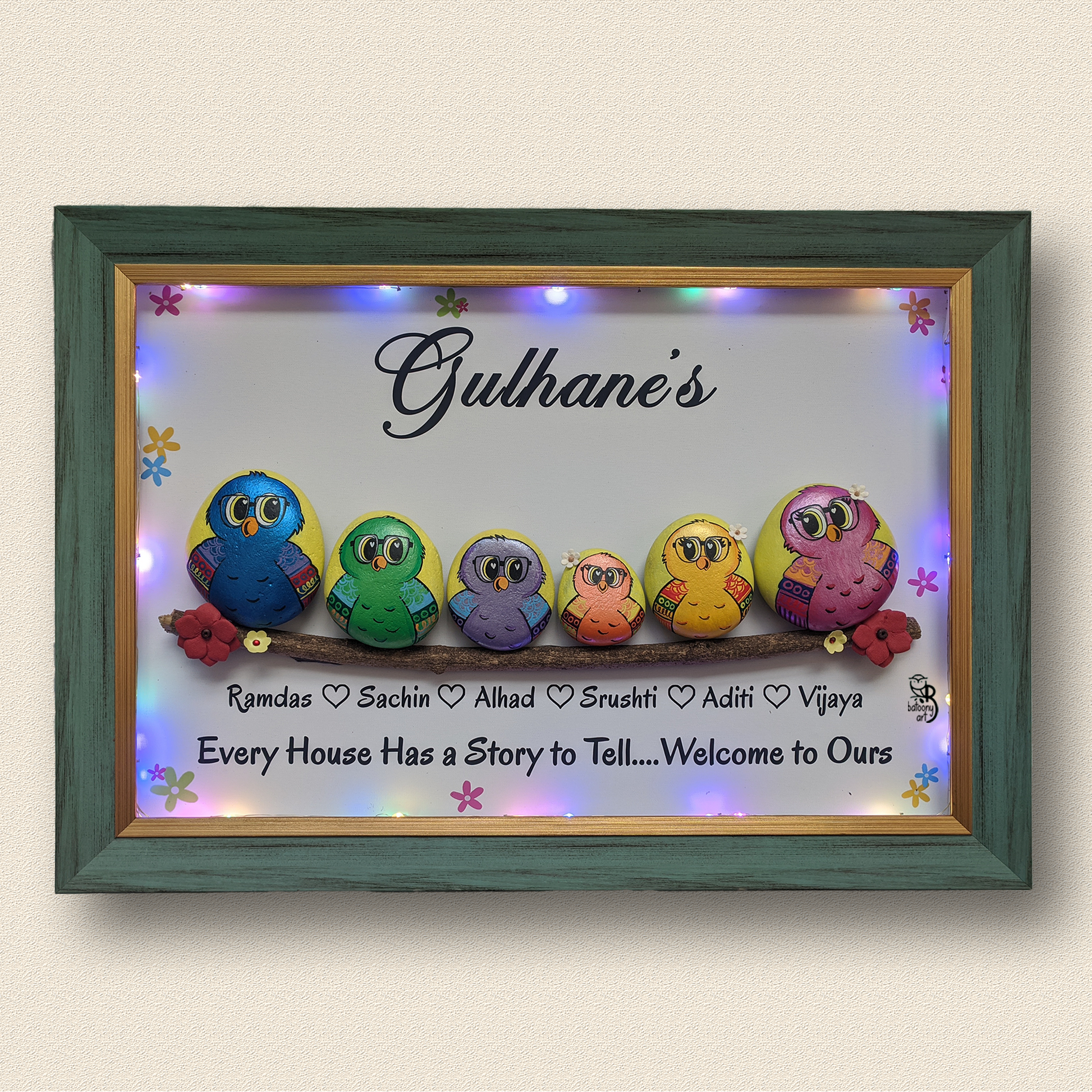 Artistic hand-painted rock décor – a one-of-a-kind creation from Batoony Rocks.