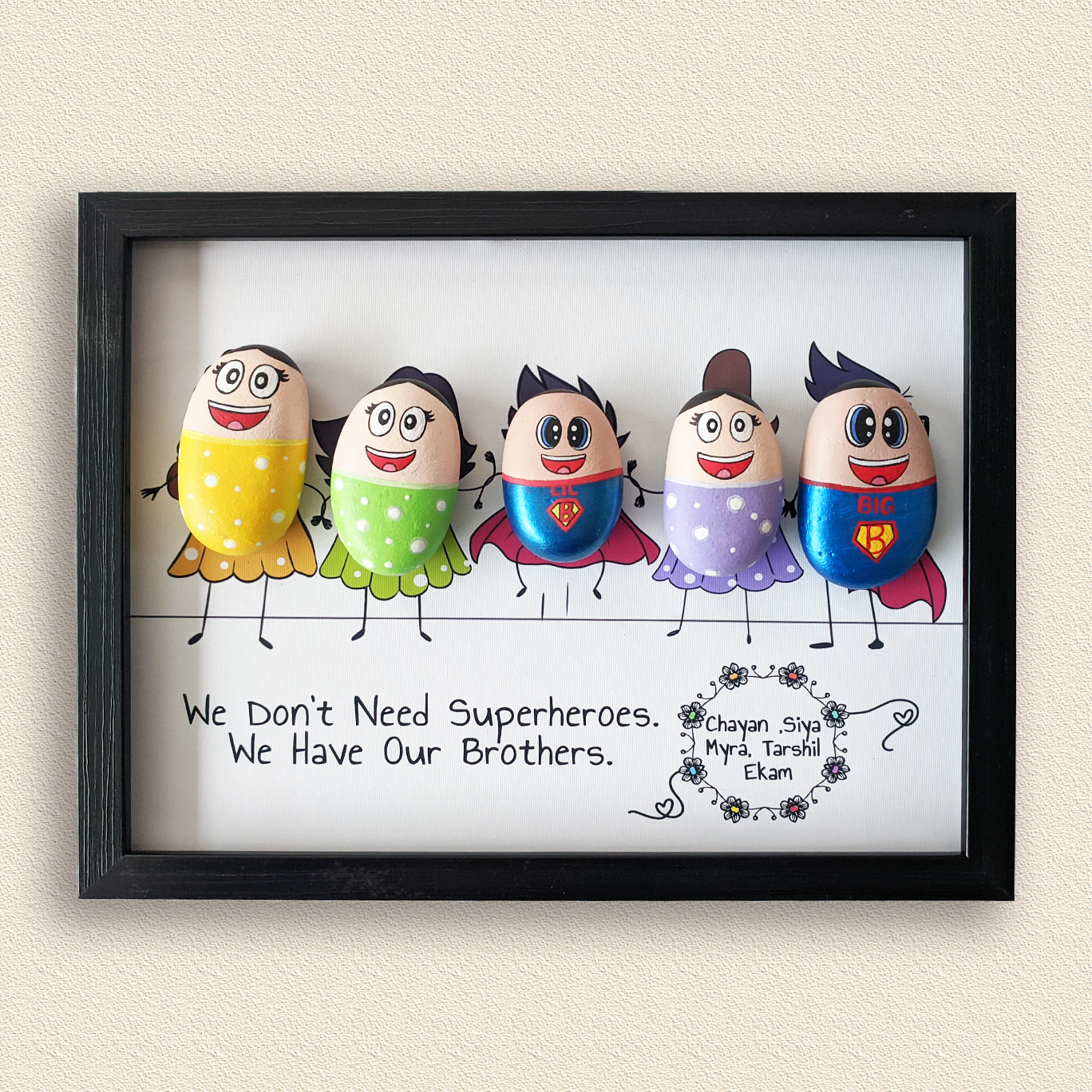 Superhero Lil Brothers - Unique & Customizable Gift Frame for Siblings/Family (10x8 Inches)