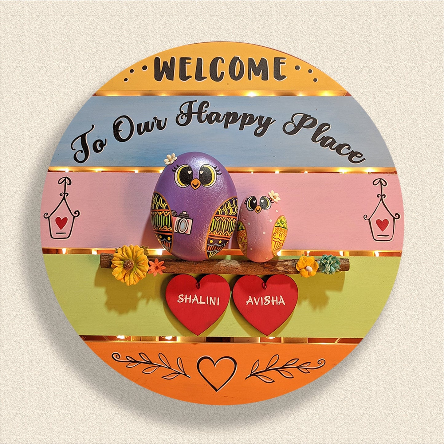 Elegant hand-painted pebble art – perfect for personalized gifting and home styling.