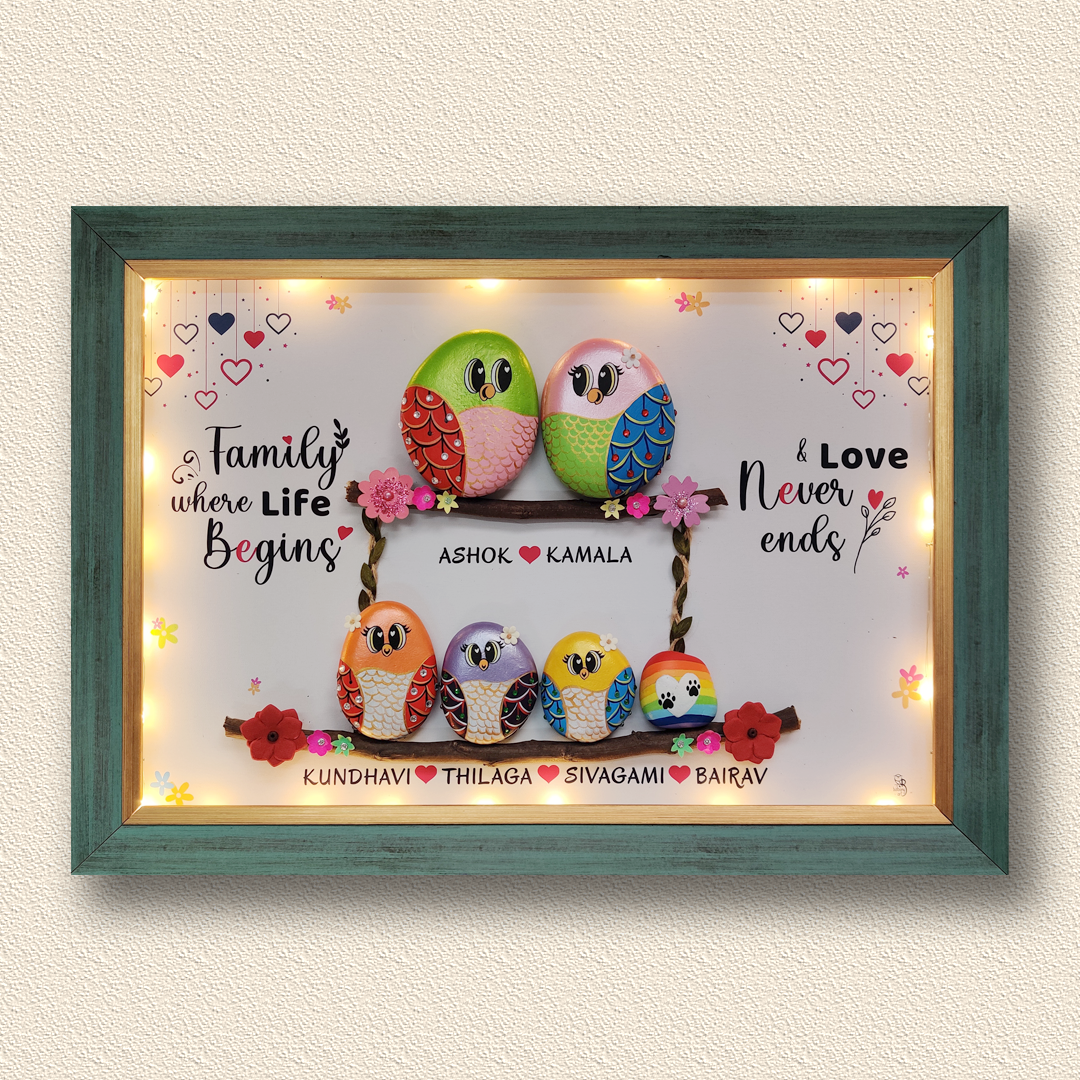 Elegant hand-painted pebble art – perfect for personalized gifting and home styling.