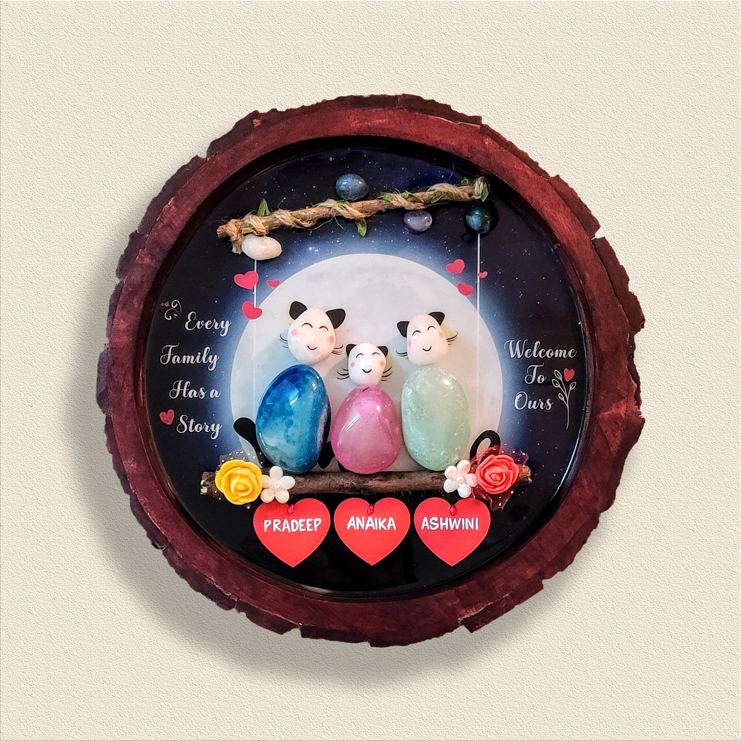 Artistic hand-painted rock décor – a one-of-a-kind creation from Batoony Rocks.