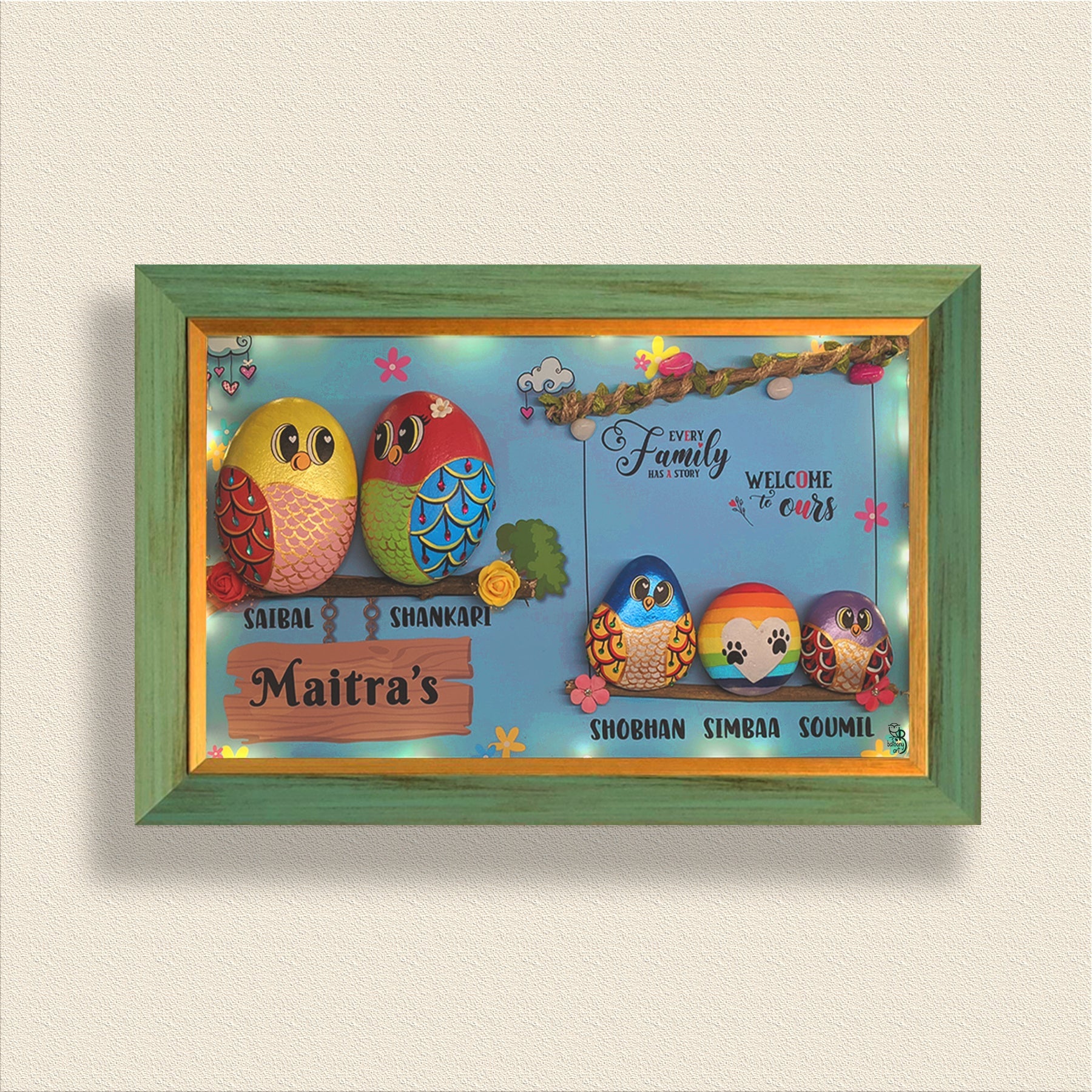 Elegant hand-painted pebble art – perfect for personalized gifting and home styling.