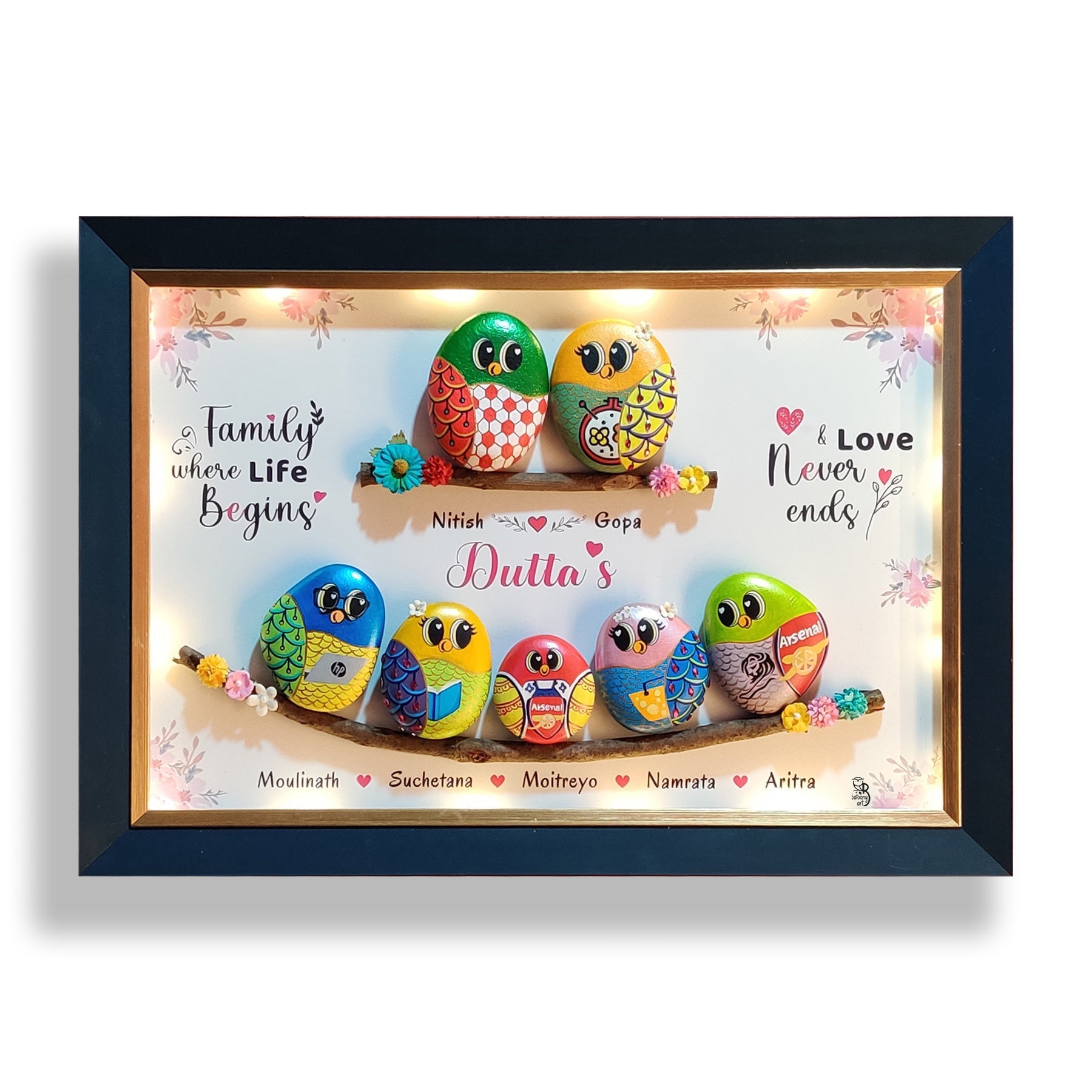 Personalized hand-painted rock art – a stunning addition to your home or office.