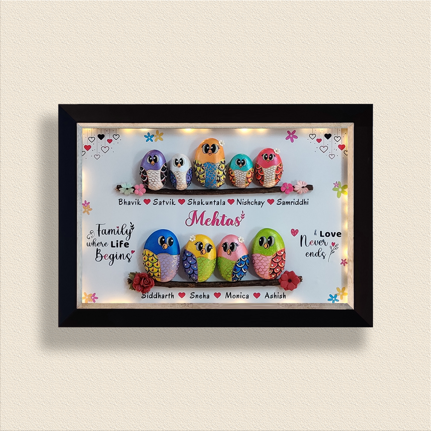 Custom-designed natural stone with hand-painted artwork – ideal for gifts and décor.