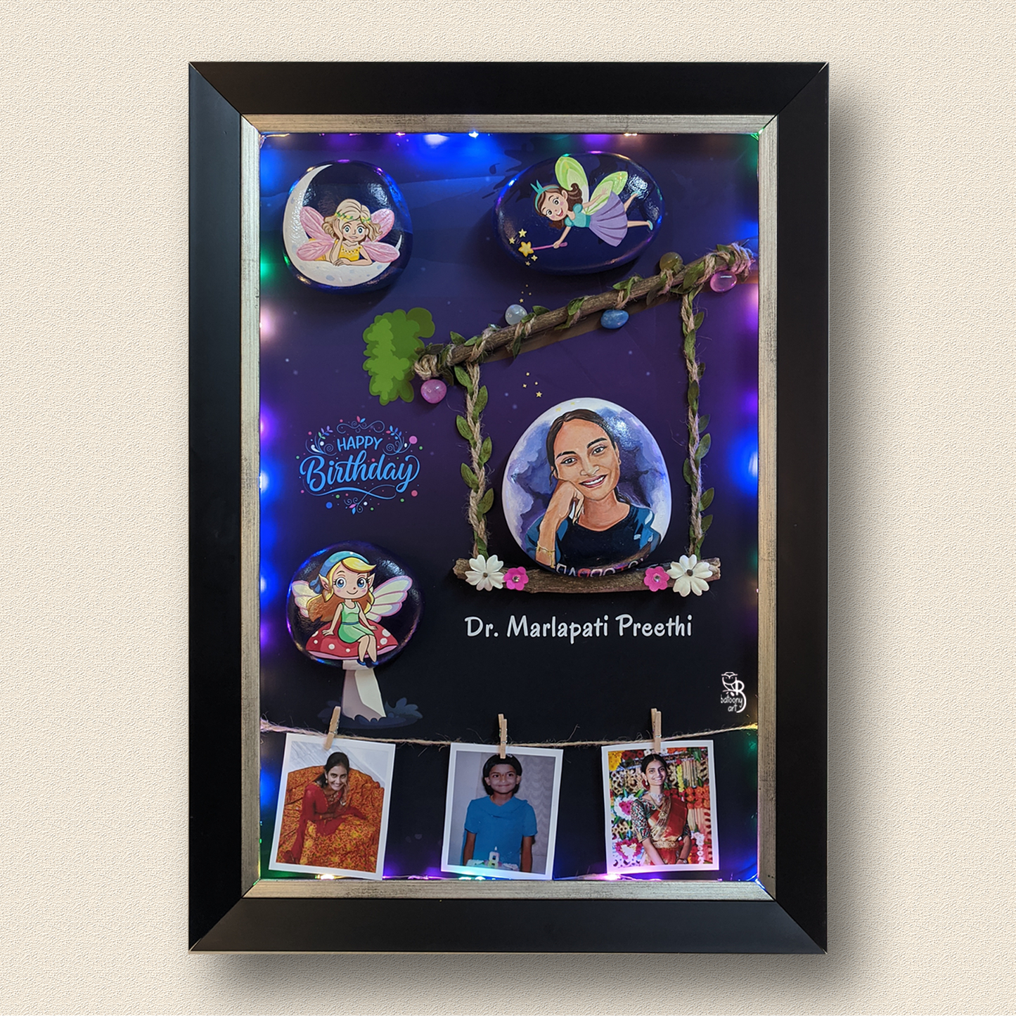 Vibrant Pebble Art Birthday Frame: A Unique Gift to Cherish(21X15 inches)