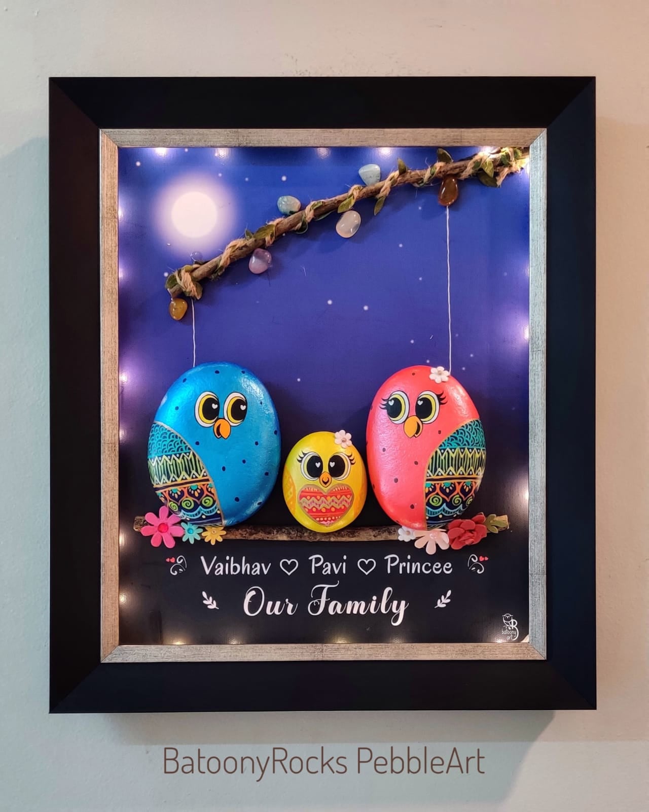 Personalized hand-painted rock art – a stunning addition to your home or office.