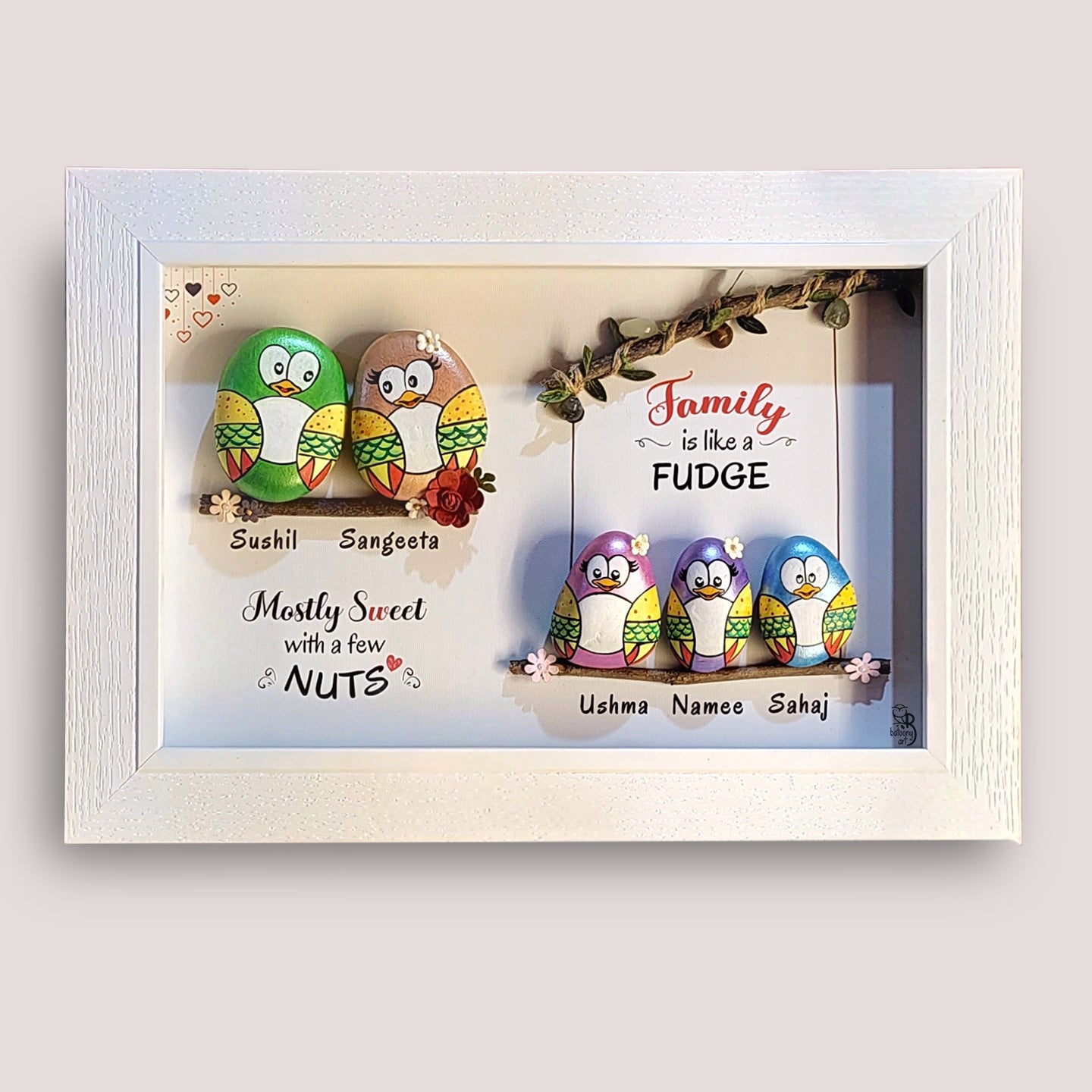 Sweet Family Pebble Art (21x15 Inches)