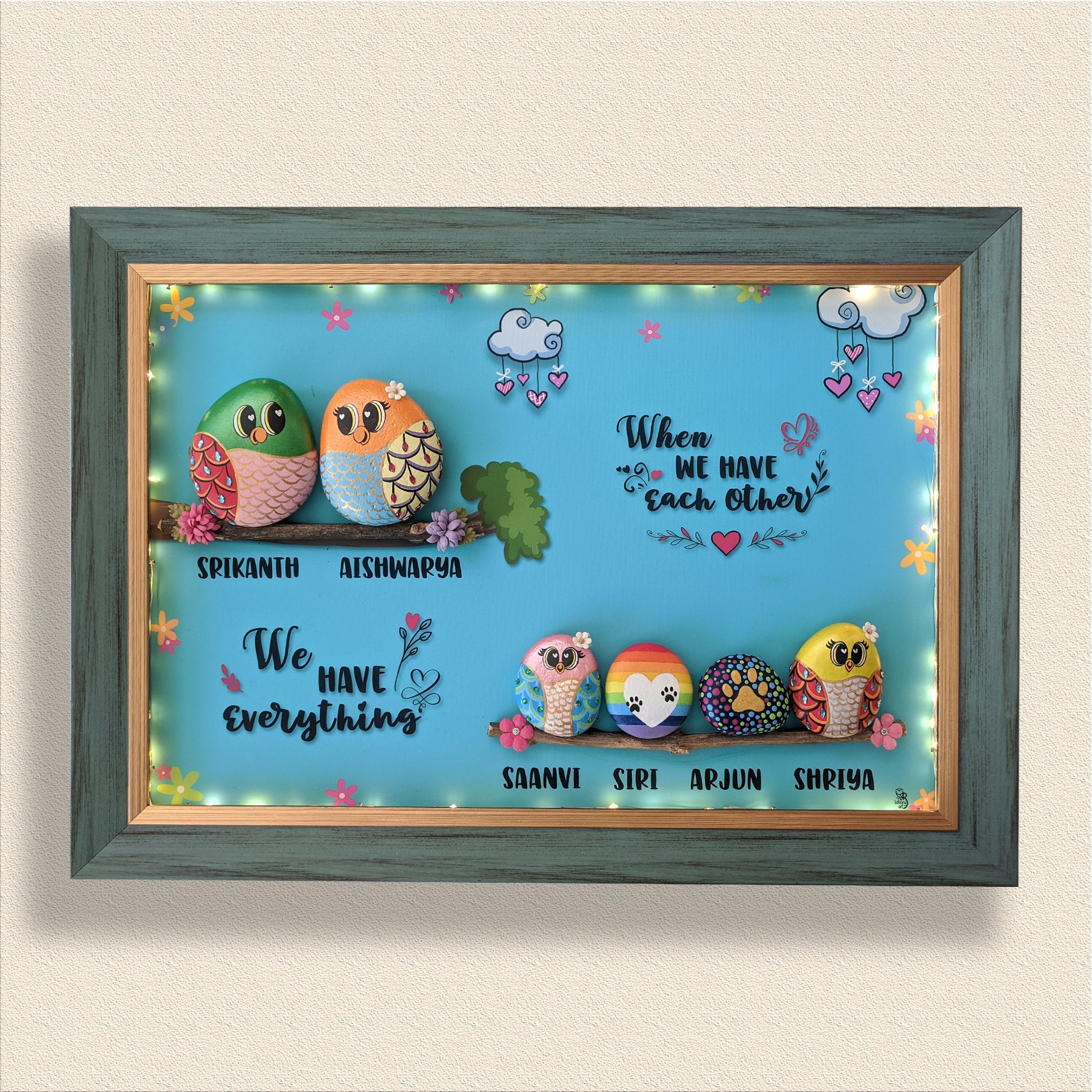 Elegant hand-painted pebble art – perfect for personalized gifting and home styling.