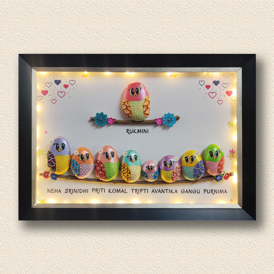 Elegant hand-painted pebble art – perfect for personalized gifting and home styling.