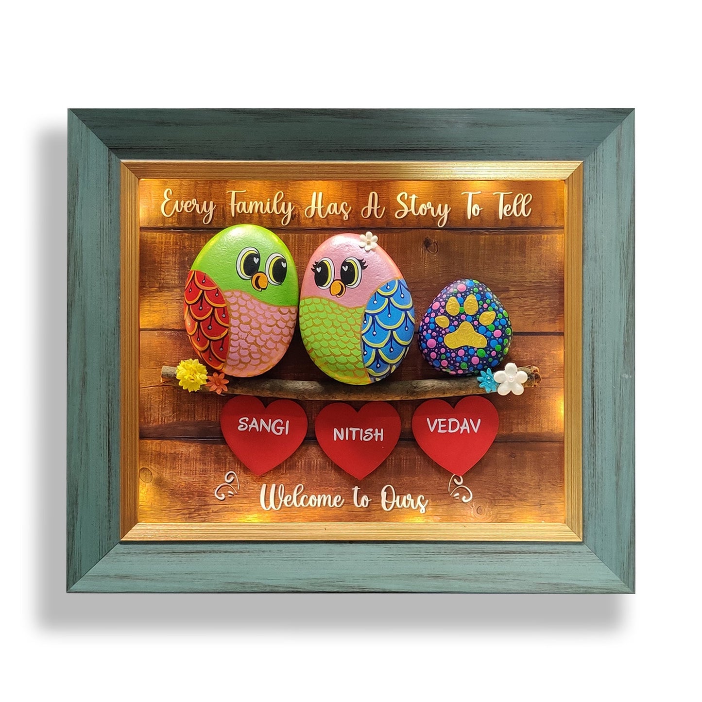 Elegant hand-painted pebble art – perfect for personalized gifting and home styling.