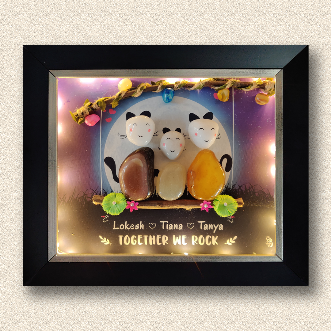 Personalized hand-painted rock art – a stunning addition to your home or office.