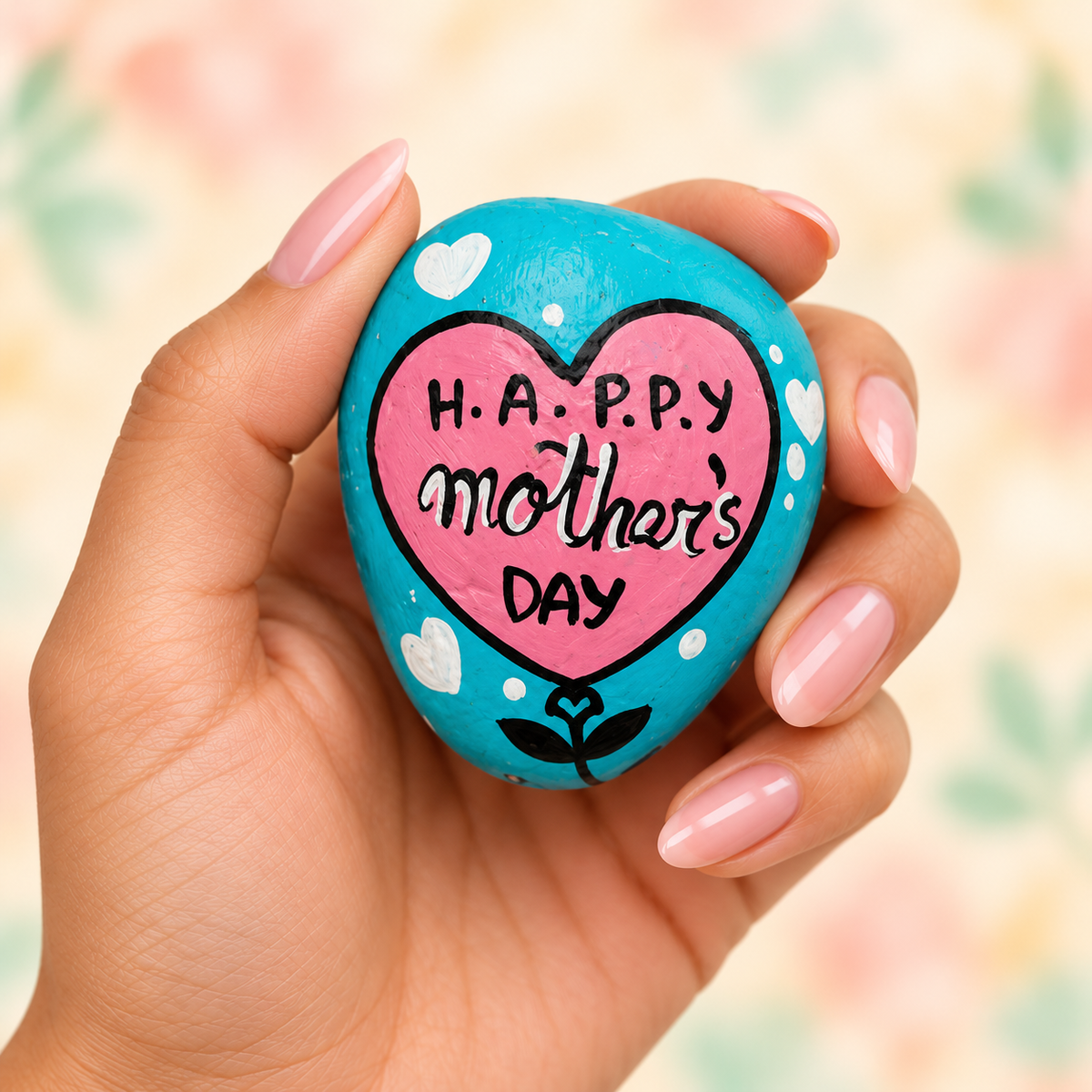 Mother Owl: With Love: selected hand-painted pebble held in hand