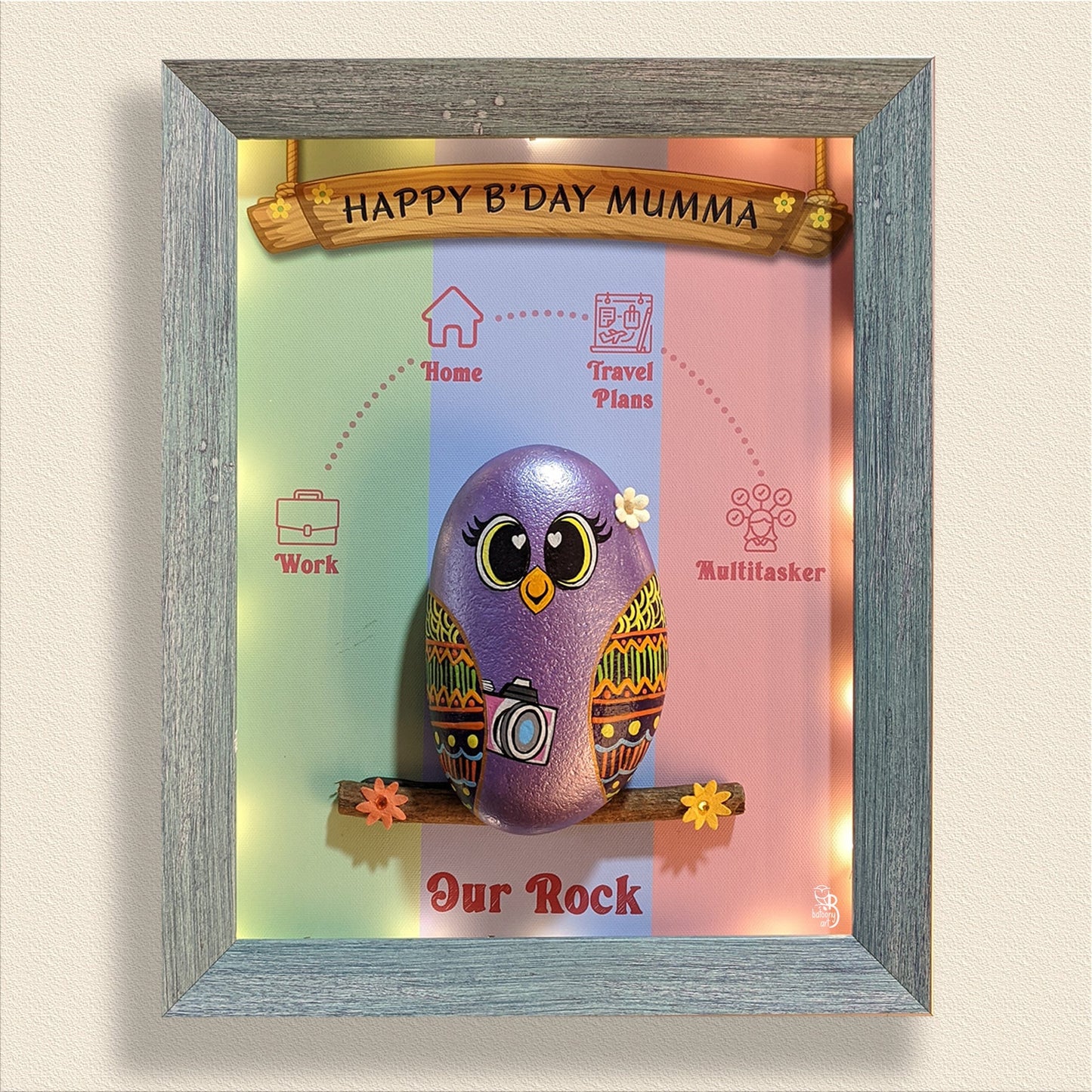 Personalized hand-painted rock art – a stunning addition to your home or office.