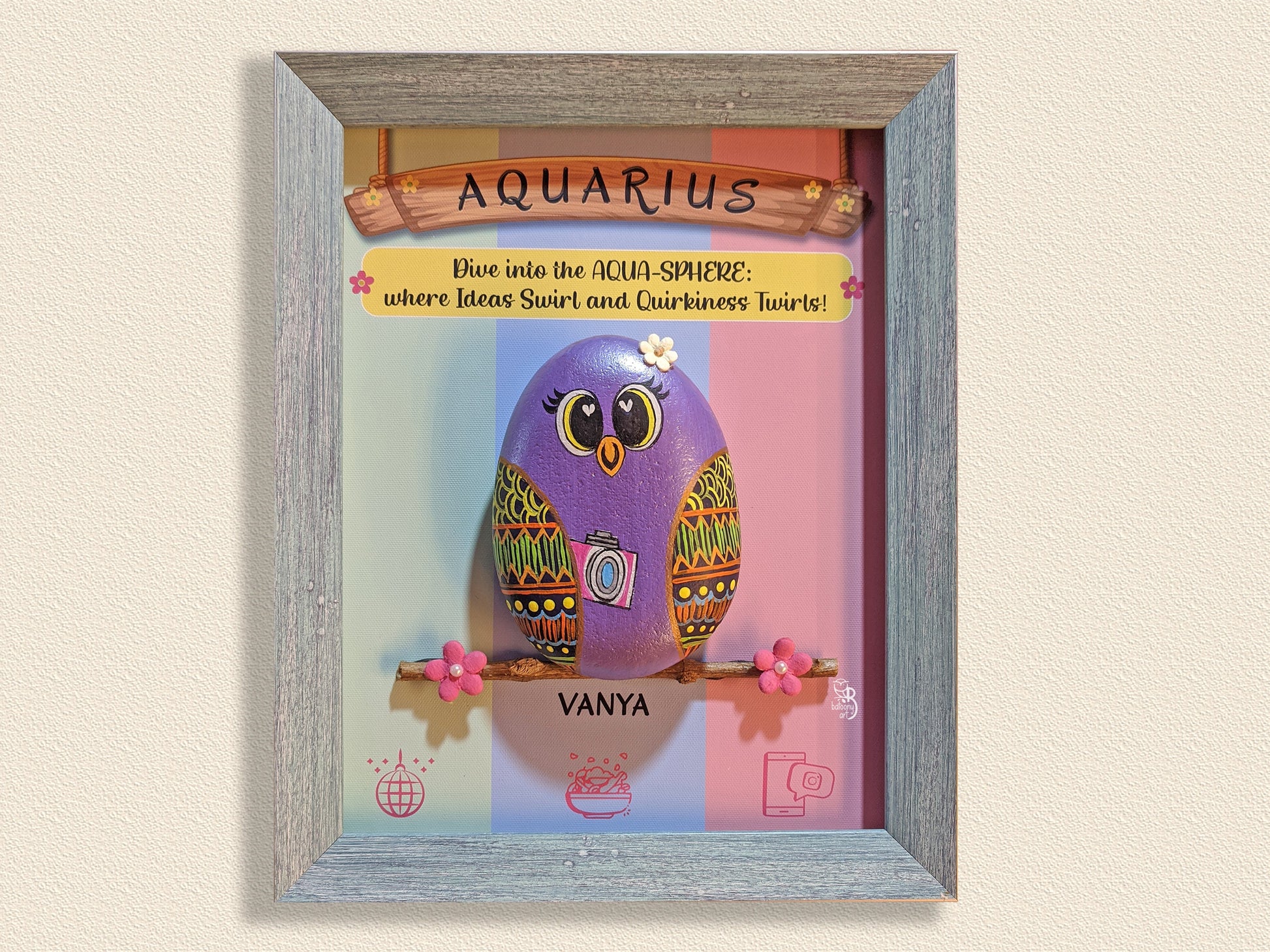 Personalized hand-painted rock art – a stunning addition to your home or office.