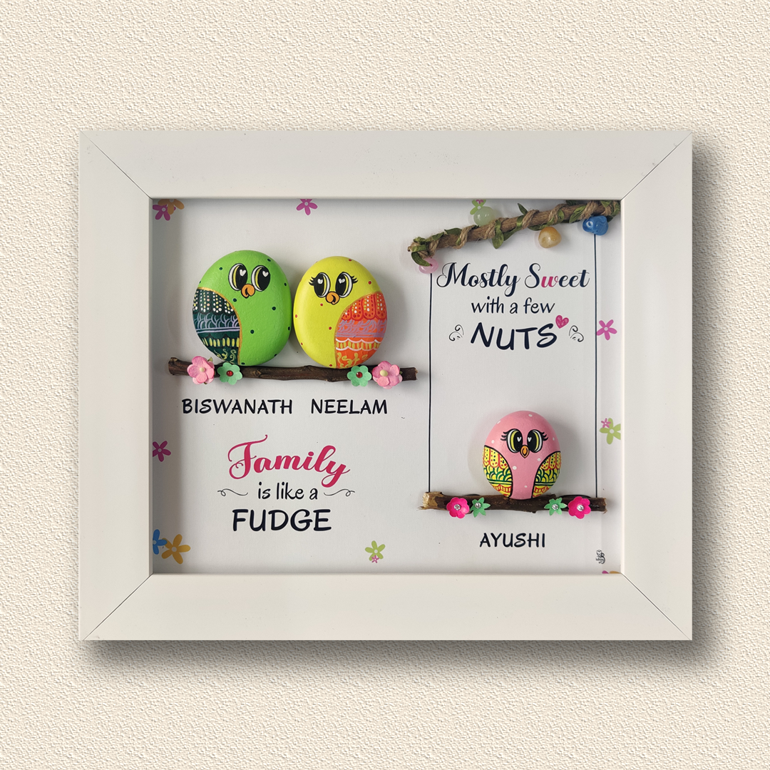 Elegant hand-painted pebble art – perfect for personalized gifting and home styling.