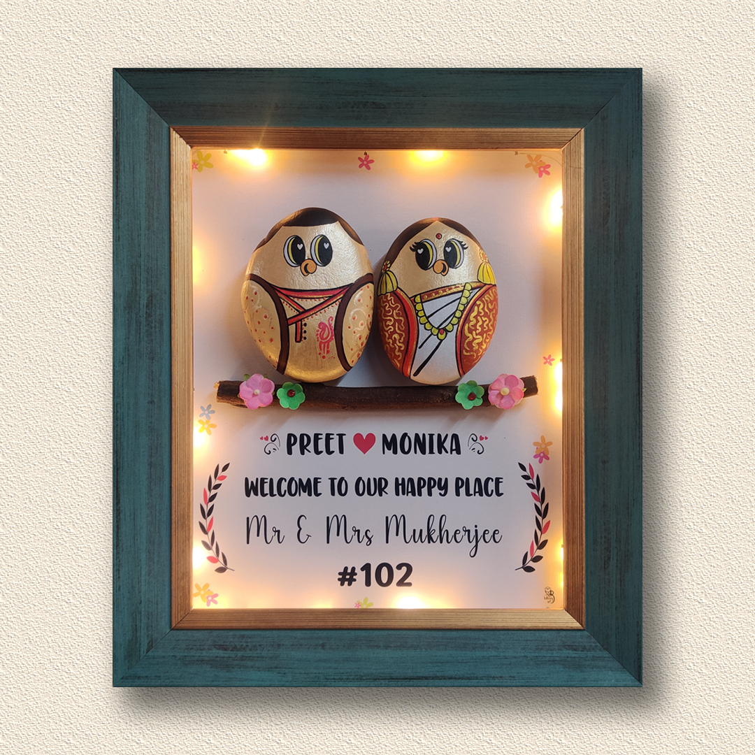 Personalized hand-painted rock art – a stunning addition to your home or office.