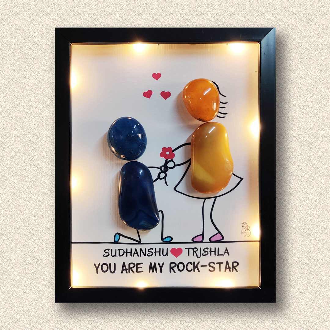 Artistic hand-painted rock décor – a one-of-a-kind creation from Batoony Rocks.