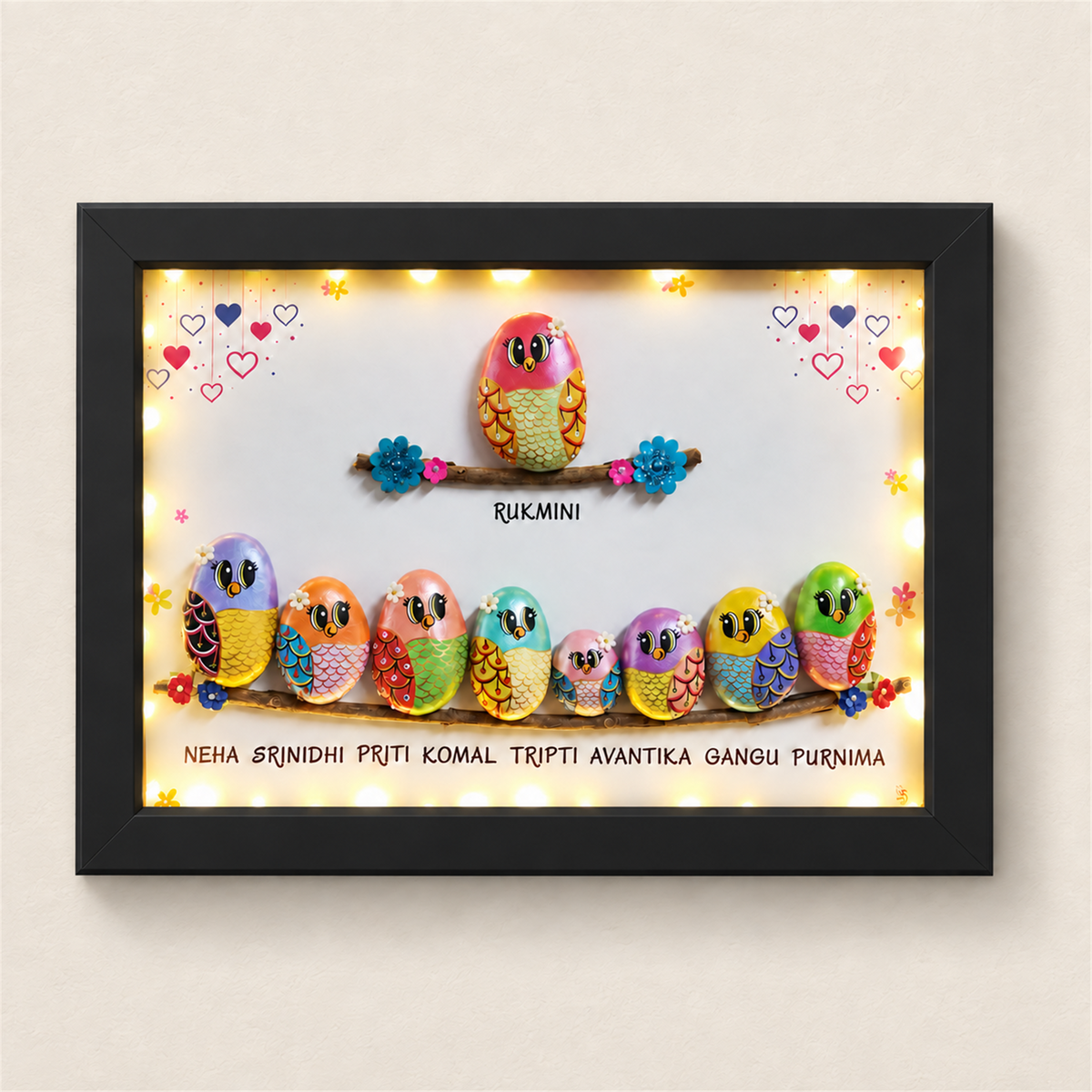 United Joint Family - Handcrafted Wall Hanging - black frame