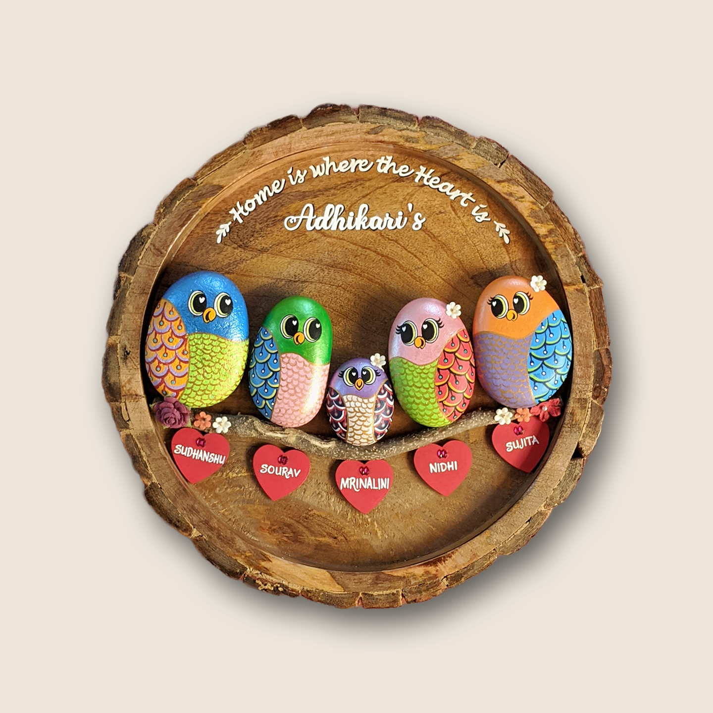 Homey Five -  Custom Wooden Round Nameplate (12 Inches)