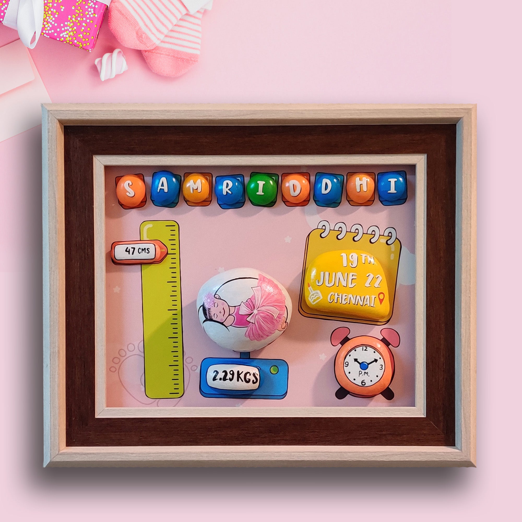 New born Baby Pebble Art