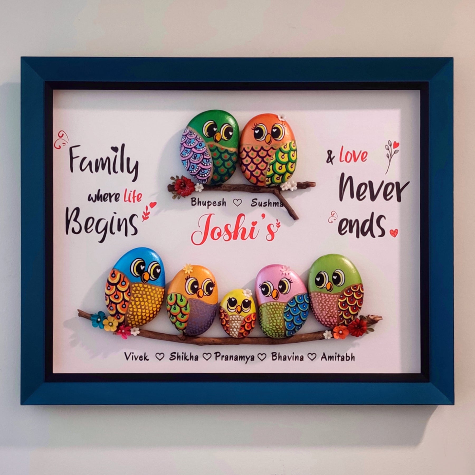 Family of 7 Pebble Art – Batoony Rocks