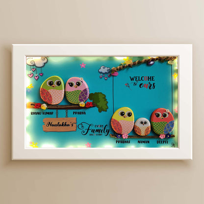 Tree of Love Family of 5 – Custom Wall Art (21x15 Inches)