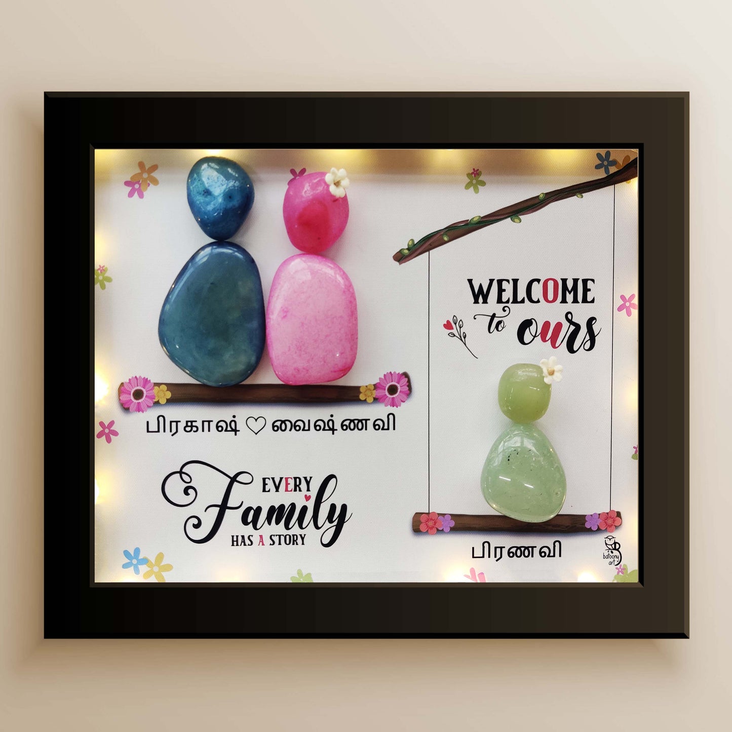 Love Nest Trio Pebble Art Gift (10x8 Inches)