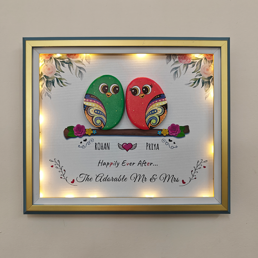 The Adorable Mr & Mrs – Unique Couple Wall Decor with Lights (14x12 Inches)