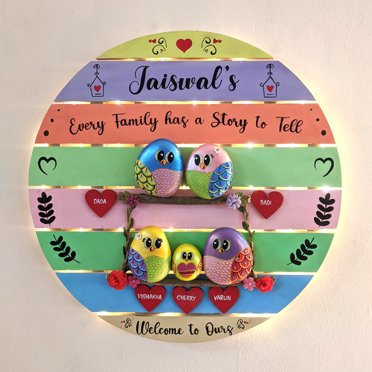 Pebble Harmony Wall Art – Handcrafted Family Decor (20 Inches)