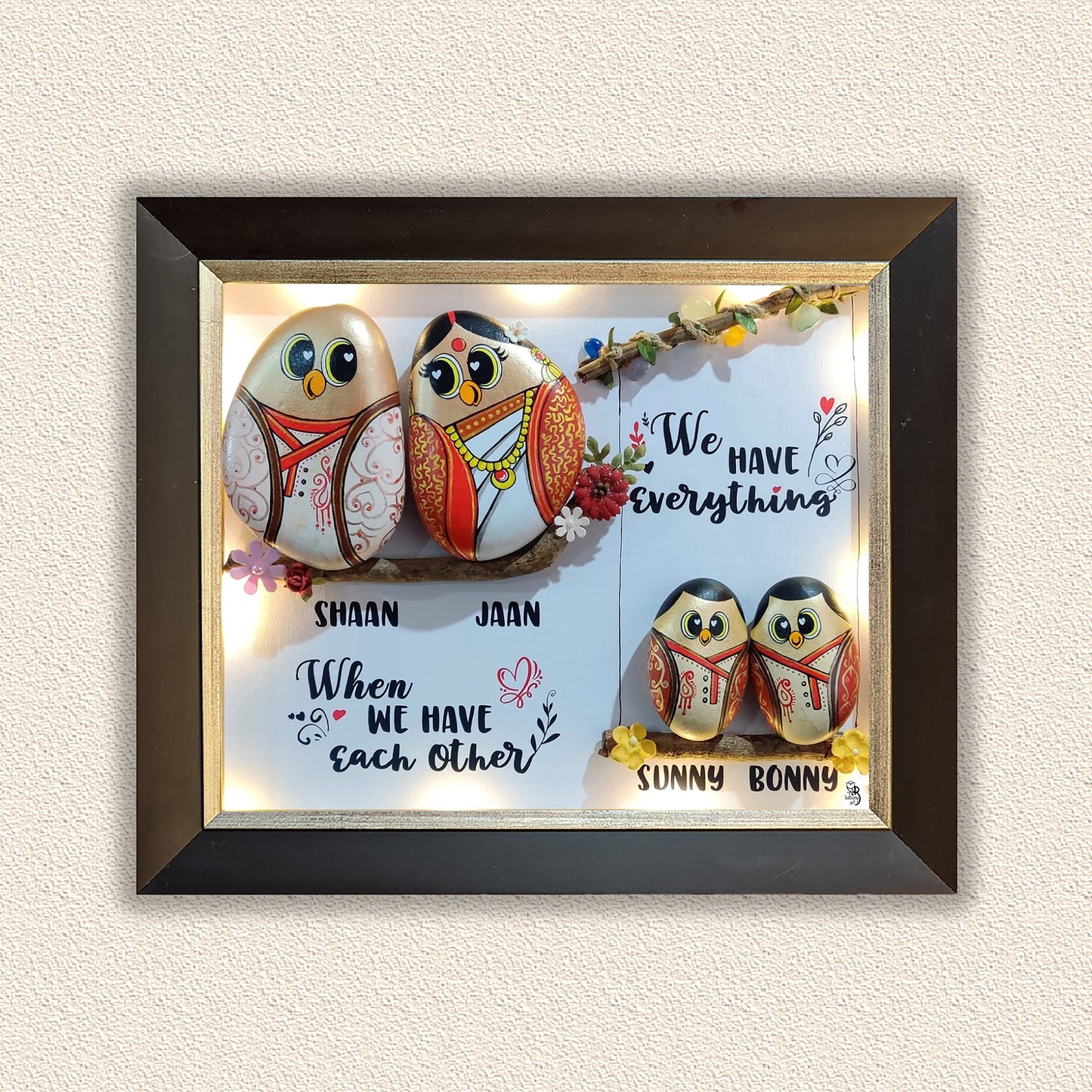 Regional family of 4 Pebble Art (14x12 Inches)
