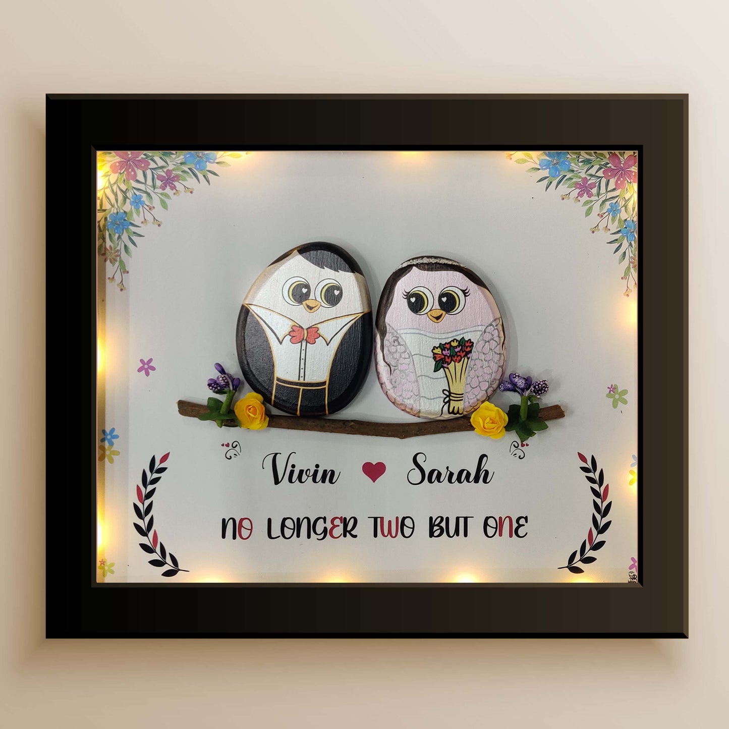 Christian Wedding Gift – Pebble Art Wall Decor for Couples (13x11 Inches)