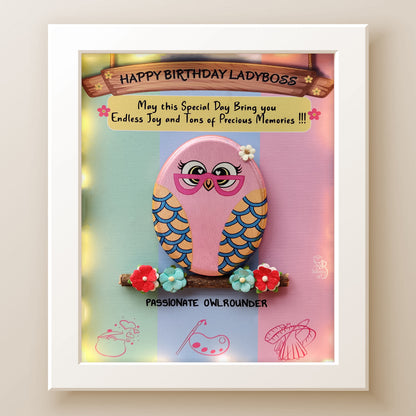 Happy Birthday Janeman Pebble Art (10x8 Inches)