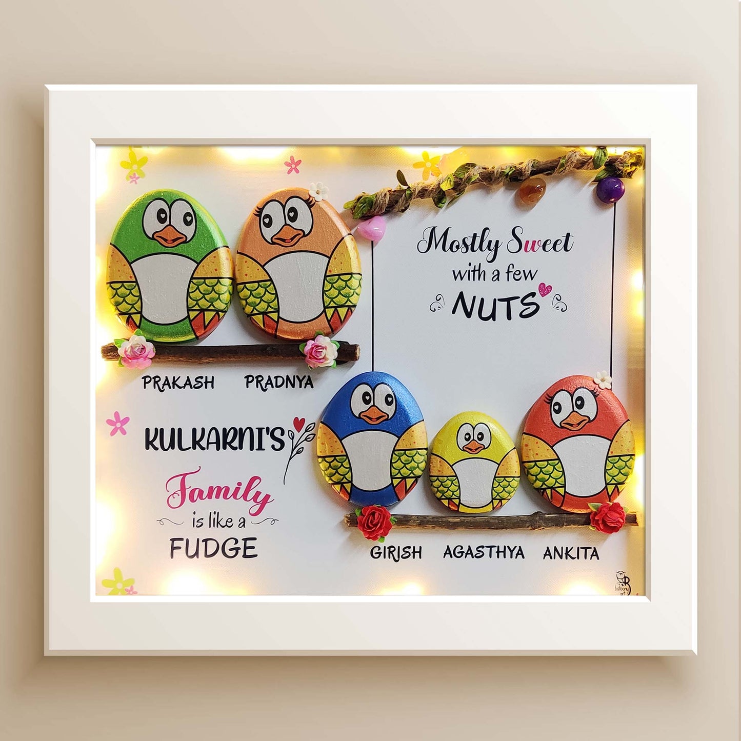 Sweet Family Pebble Art (21x15 Inches)