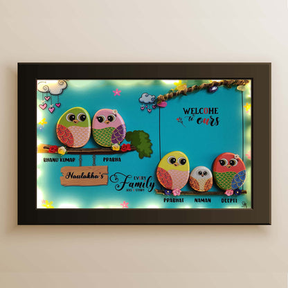 Tree of Love Family of 5 – Custom Wall Art (21x15 Inches)