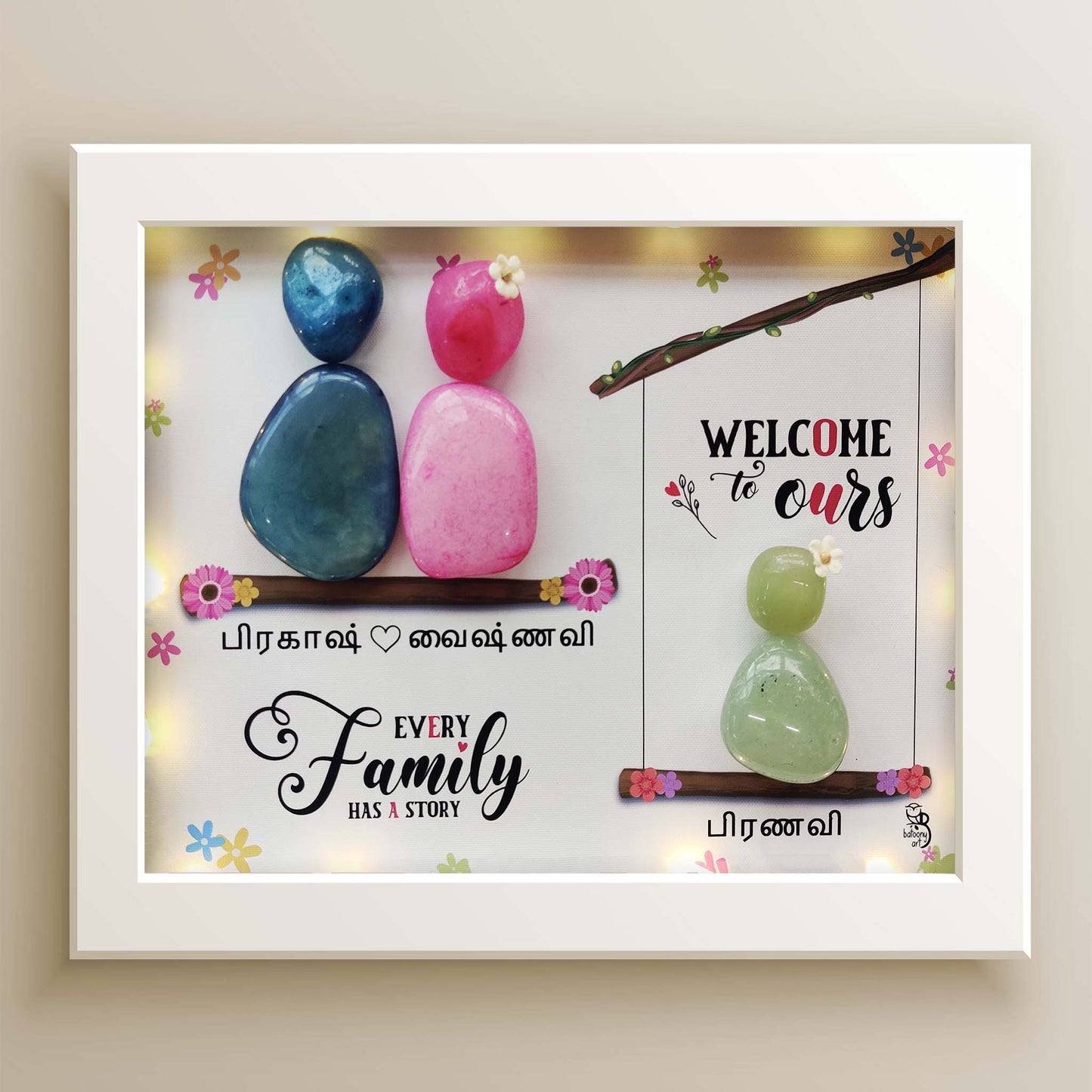 Love Nest Trio Pebble Art Gift (10x8 Inches)