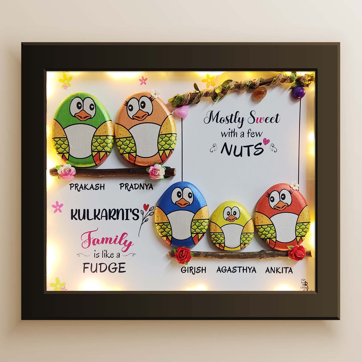 Sweet Family Pebble Art (21x15 Inches)