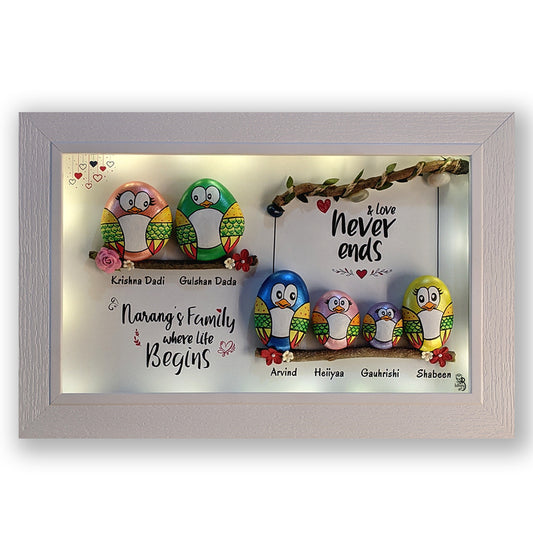 Loving Family of 6 Pebble Art(22x16 Inches)