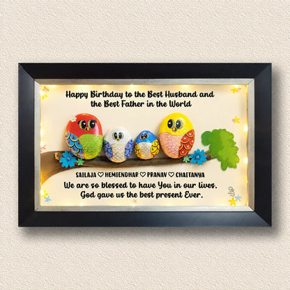 Happy Family of 4 Pebble Art – Handcrafted Wall Decor (18x12 Inches)