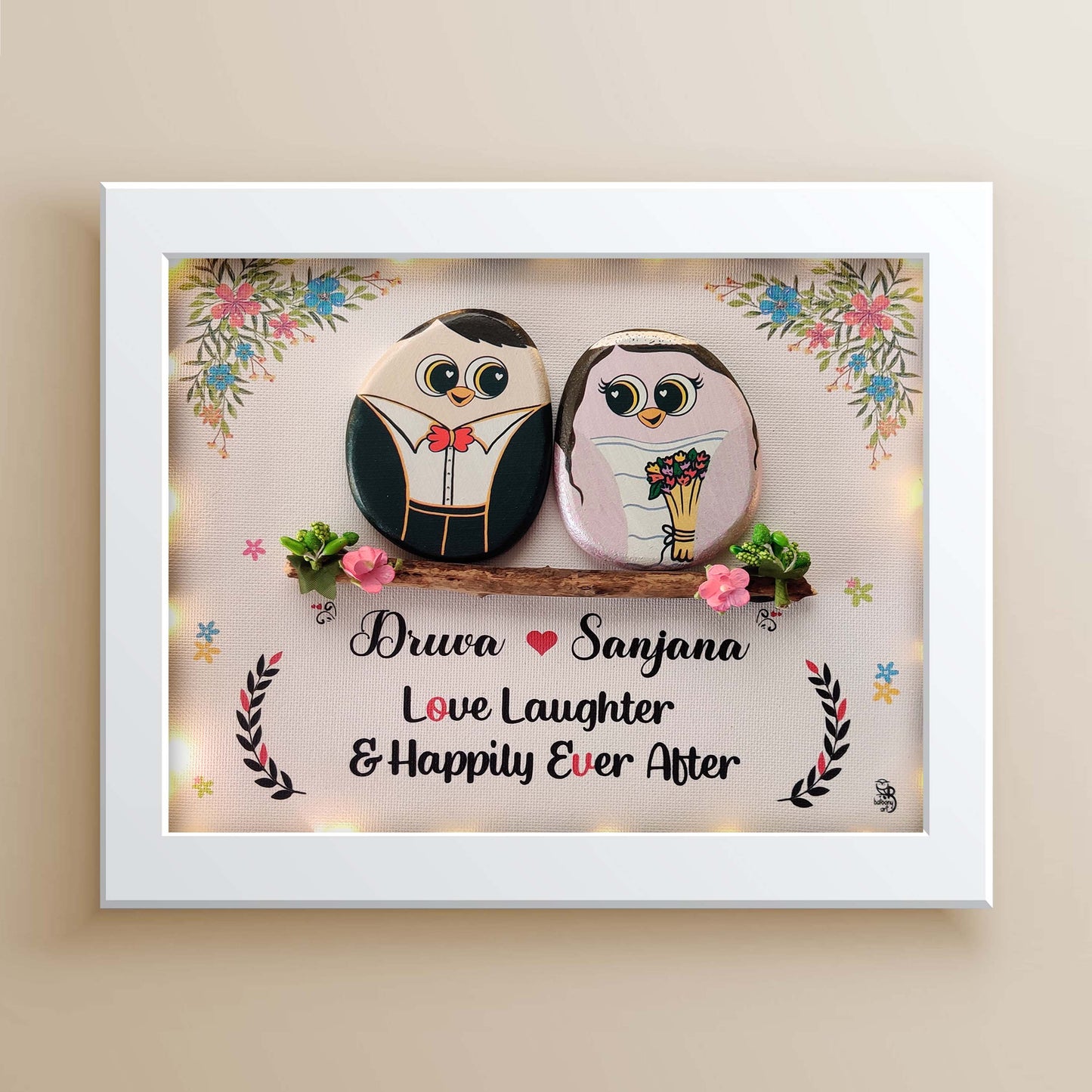Christian Wedding Gift – Pebble Art Wall Decor for Couples (13x11 Inches)