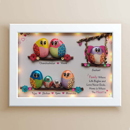 Cradled in Love – Family of 7 Pebble Art Wall Decor