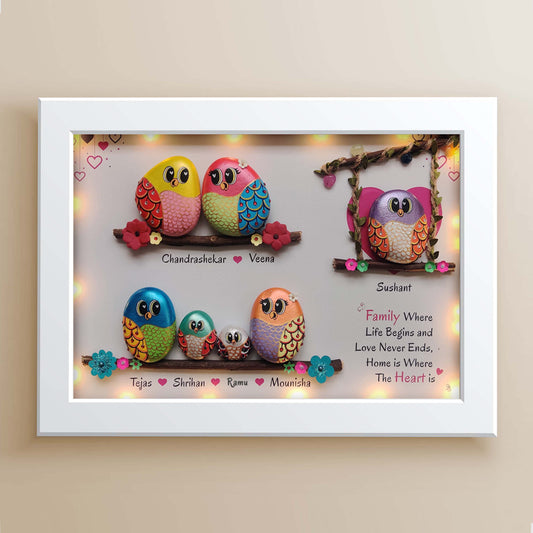 Cradled in Love – Family of 7 Pebble Art Wall Decor