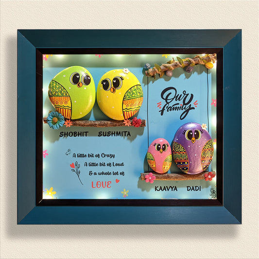 Family 4Ever Pebble Art (14x12 Inches) (Blue)