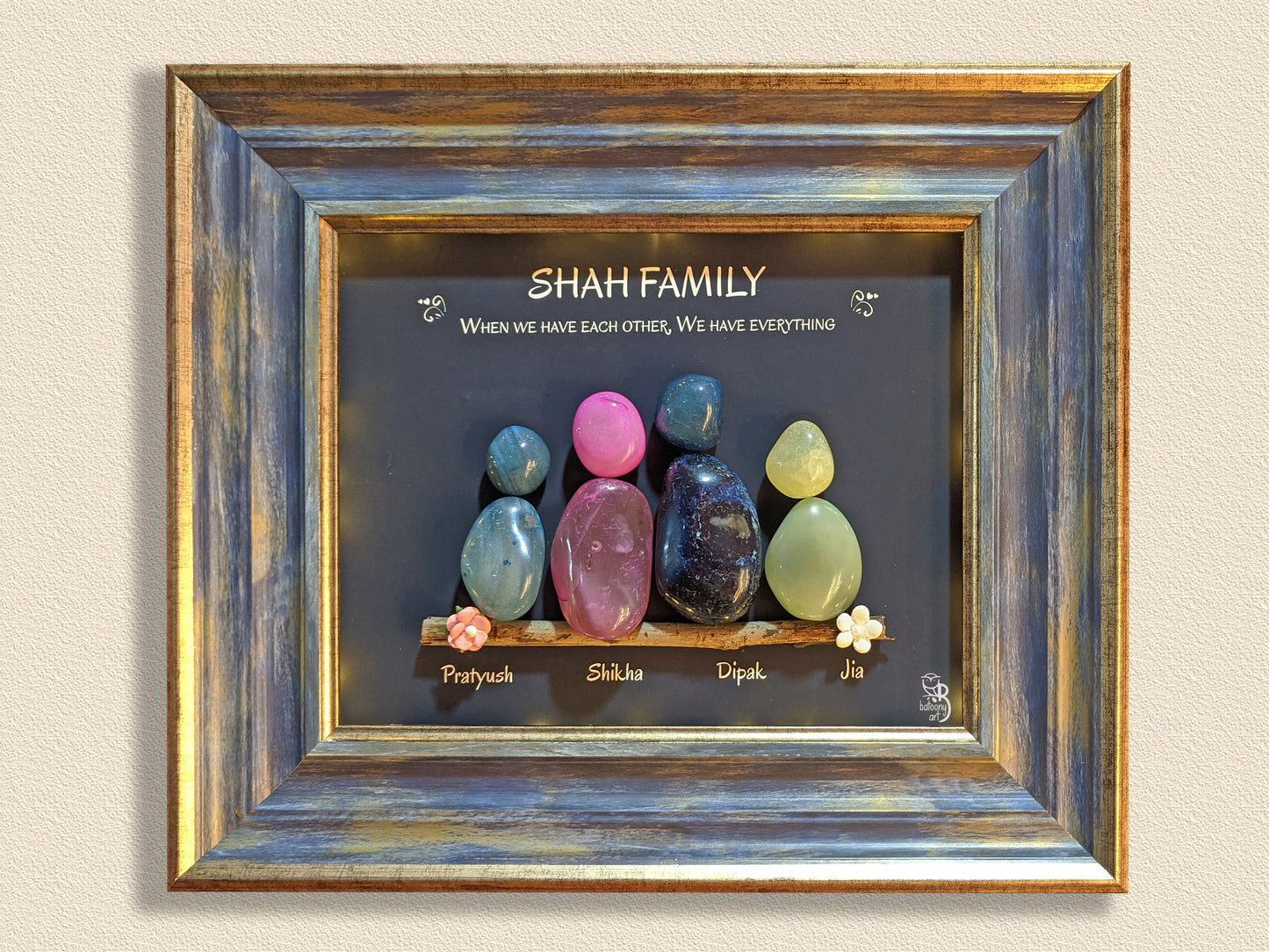 Heartbeat Hub Family Pebble Art(12x10 Inches)