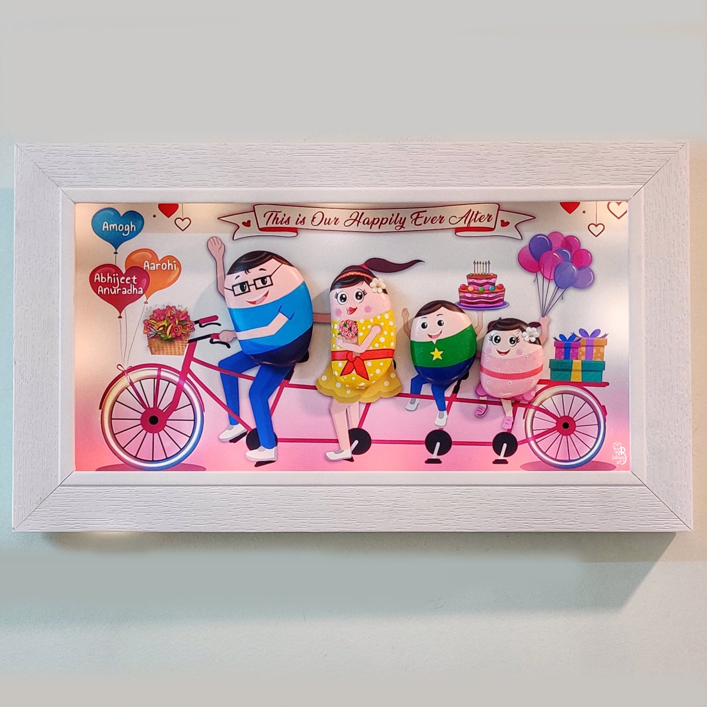 Funky Family Ride Pebble Art (18x12 Inches)