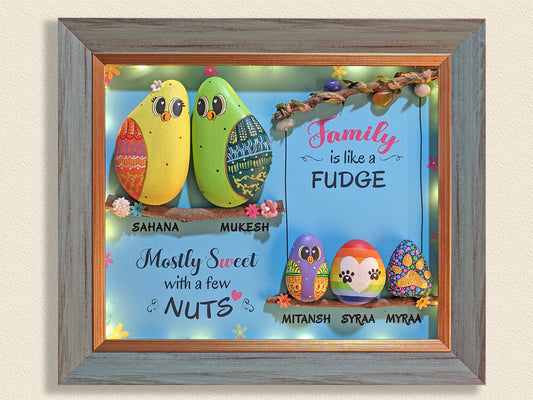 Pawsome Family Joy Pebble Art (14x12 Inches) – Customised Pet Pebble Art