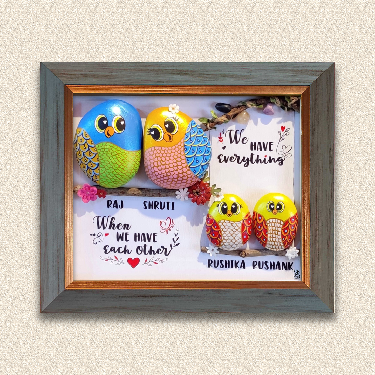 Branching Love Nest Pebble Art(14x12 Inches)