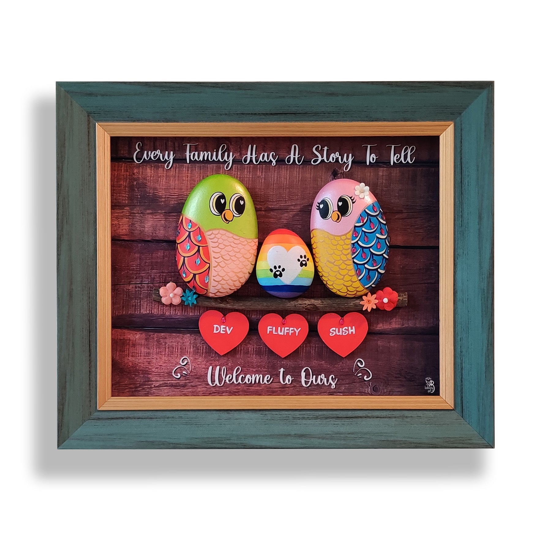 Elegant hand-painted pebble art – perfect for personalized gifting and home styling.